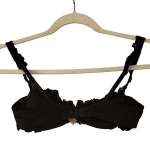 Victoria's Secret 34A Bra Vintage Black Floral Lace Unlined Demi Underwire Chic